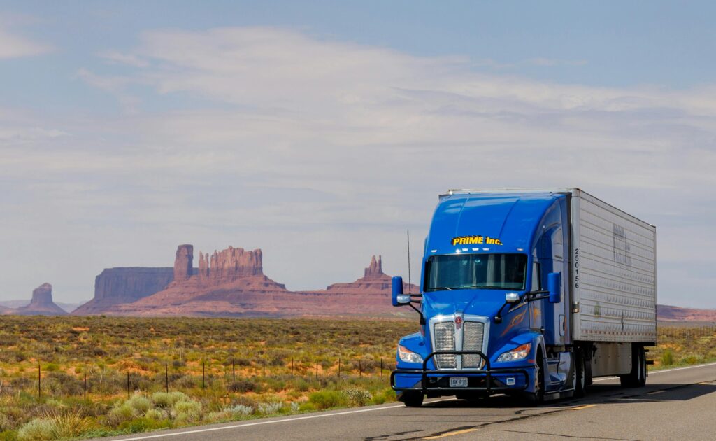 Truck driving on the road
